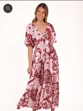 Petal And Pup Shane Maxi Dress Floral V-Neck Pink & Brown